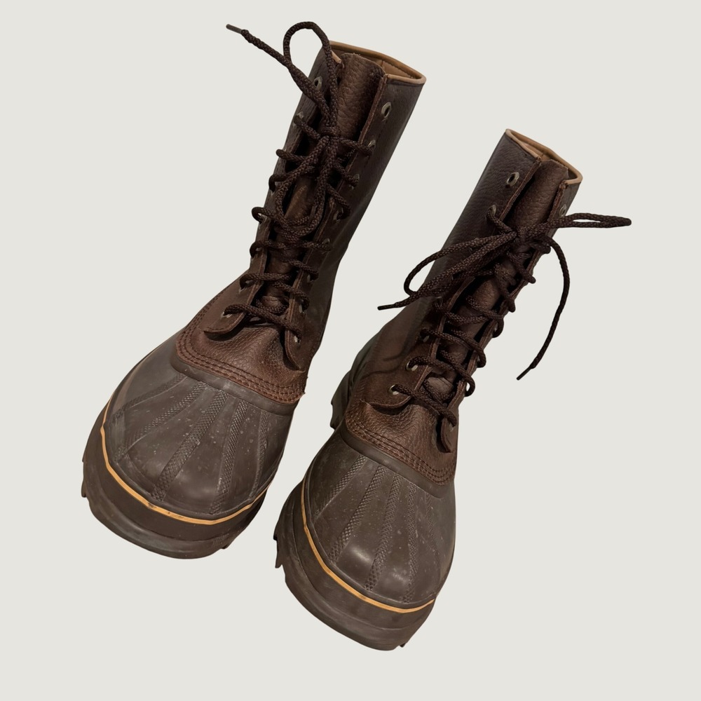 Sorel Mounty Duck Boots Mens 9 Brown Excellent Vintage Leather Rubber NM1085-219